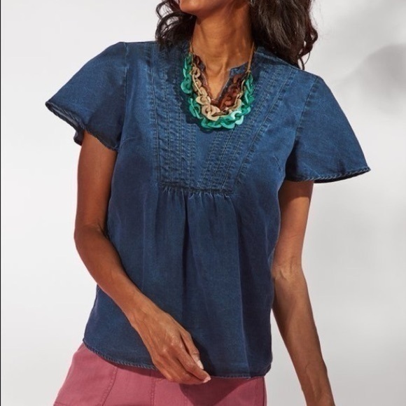 Soft Surroundings Tops - soft surroundings chambray denim shirt  size XSmall